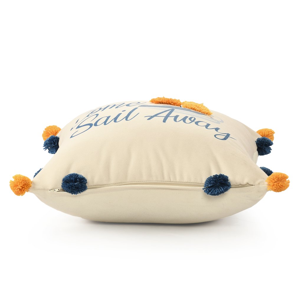 Seabrook Performance Poly Filled Pillow in Blue/Orange, 20" x 20". Picture 5