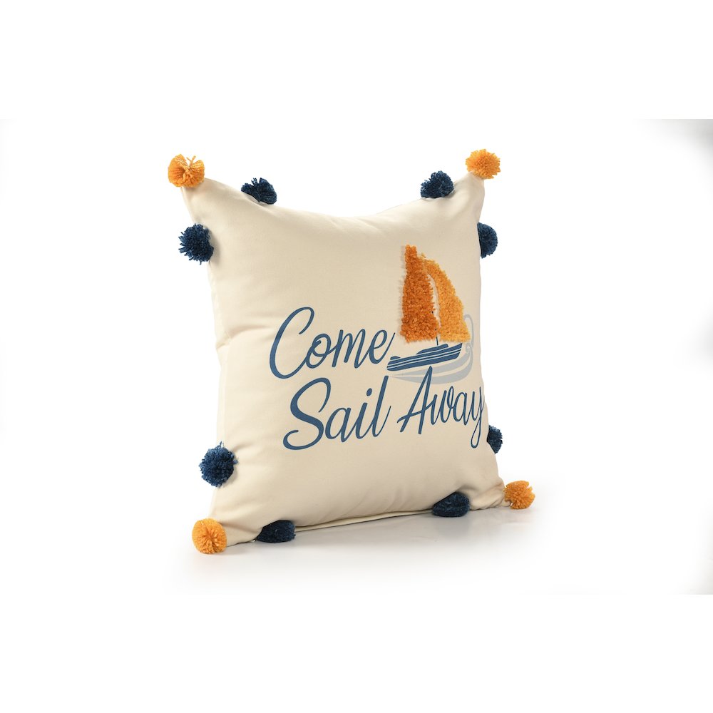 Seabrook Performance Poly Filled Pillow in Blue/Orange, 20" x 20". Picture 3