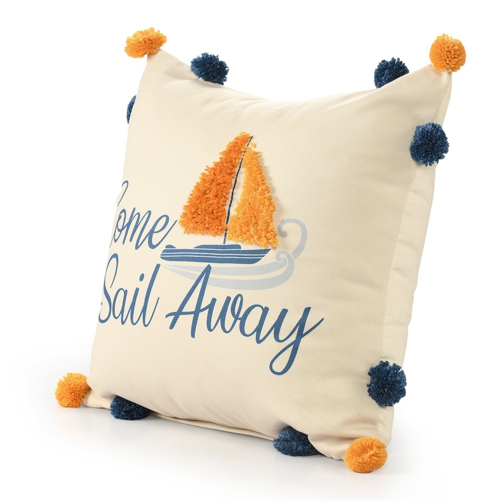 Seabrook Performance Poly Filled Pillow in Blue/Orange, 20" x 20". Picture 8