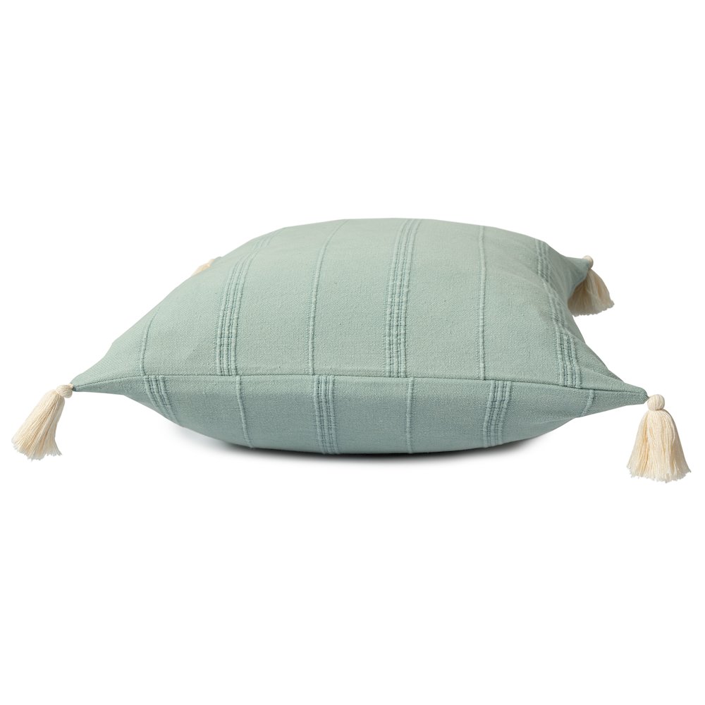 Silas Turkish Cotton Poly Filled Pillow in Green, 18" x 18". Picture 3