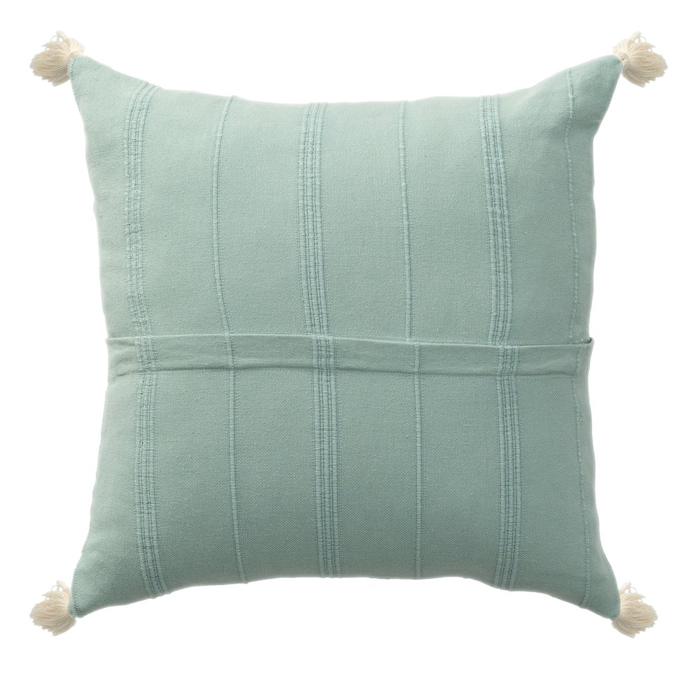 Silas Turkish Cotton Poly Filled Pillow in Green, 18" x 18". Picture 4