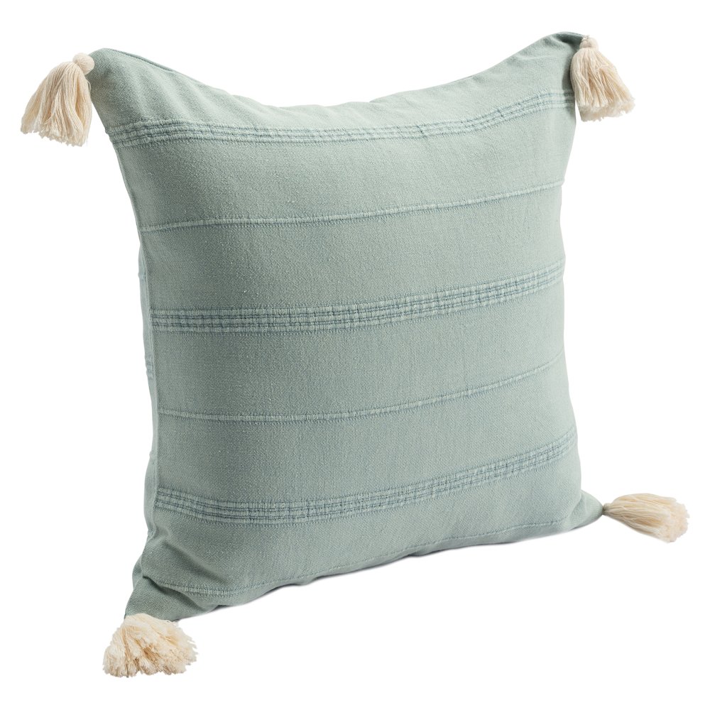 Silas Turkish Cotton Poly Filled Pillow in Green, 18" x 18". Picture 5