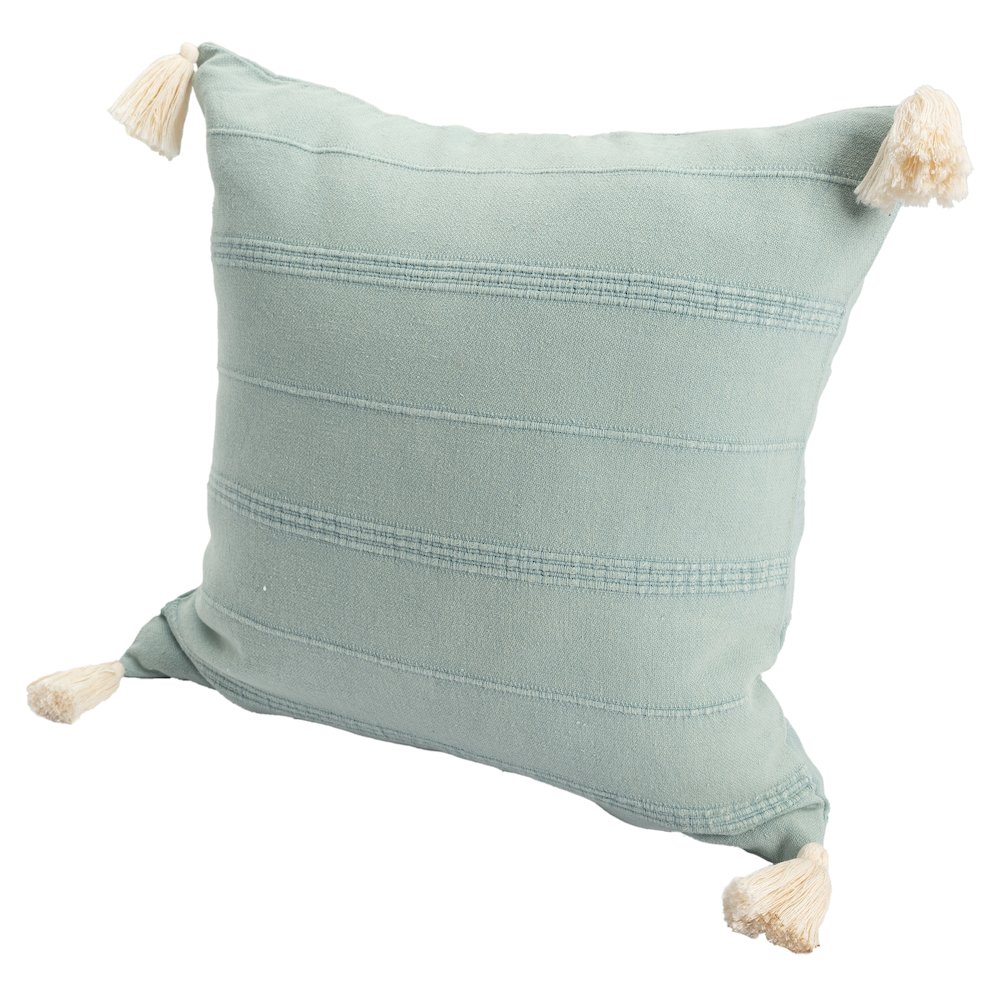 Silas Turkish Cotton Poly Filled Pillow in Green, 18" x 18". Picture 6
