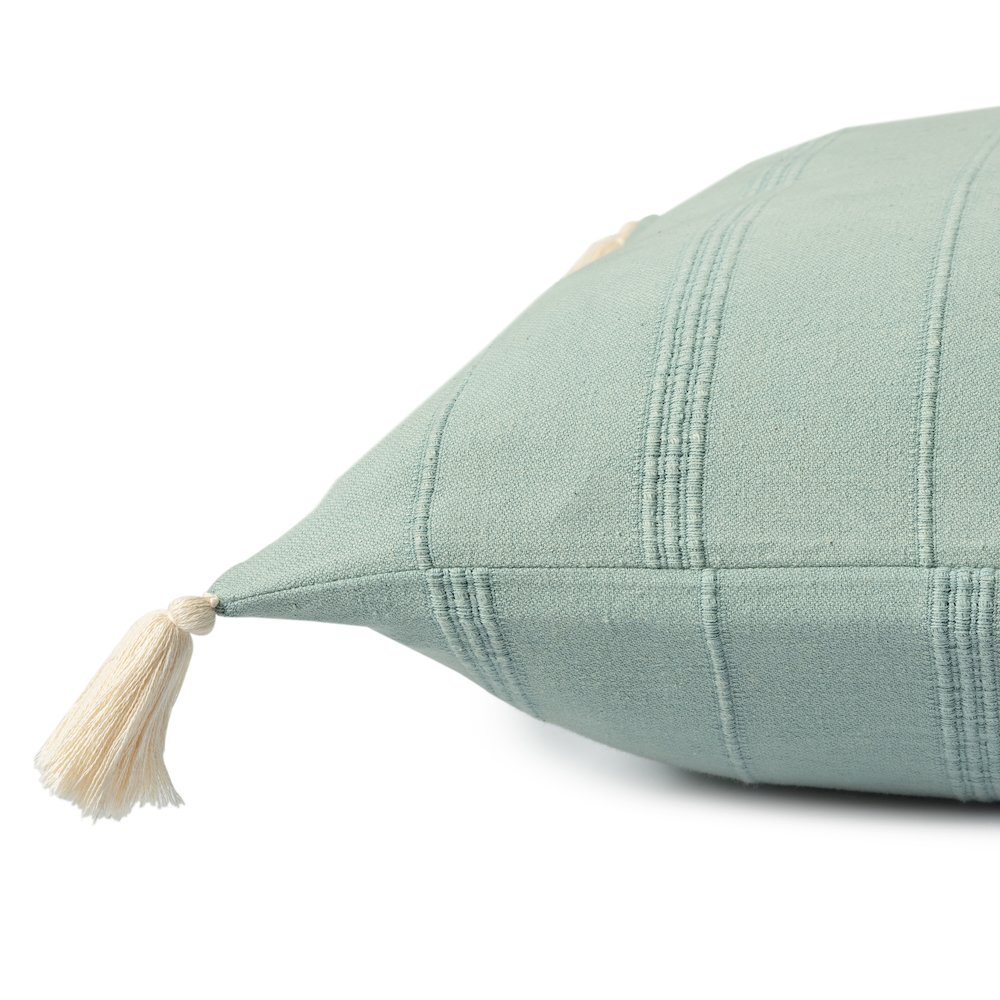 Silas Turkish Cotton Poly Filled Pillow in Green, 18" x 18". Picture 8