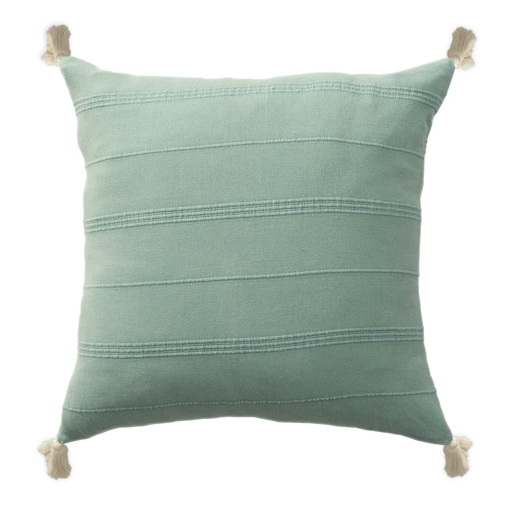 Silas Turkish Cotton Poly Filled Pillow in Green, 18" x 18". Picture 1