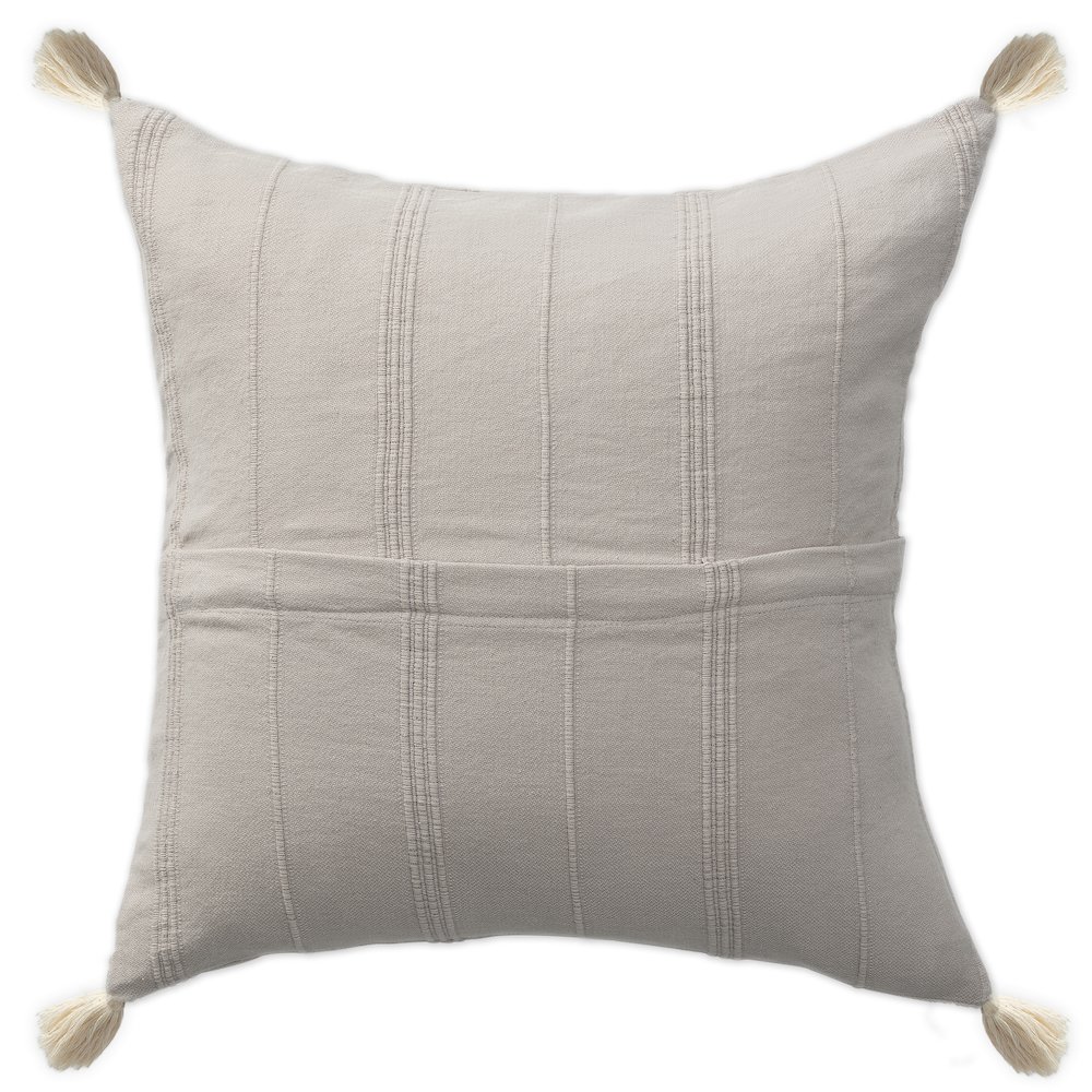 Silas Turkish Cotton Poly Filled Pillow in Beige/Gray, 18" x 18". Picture 3