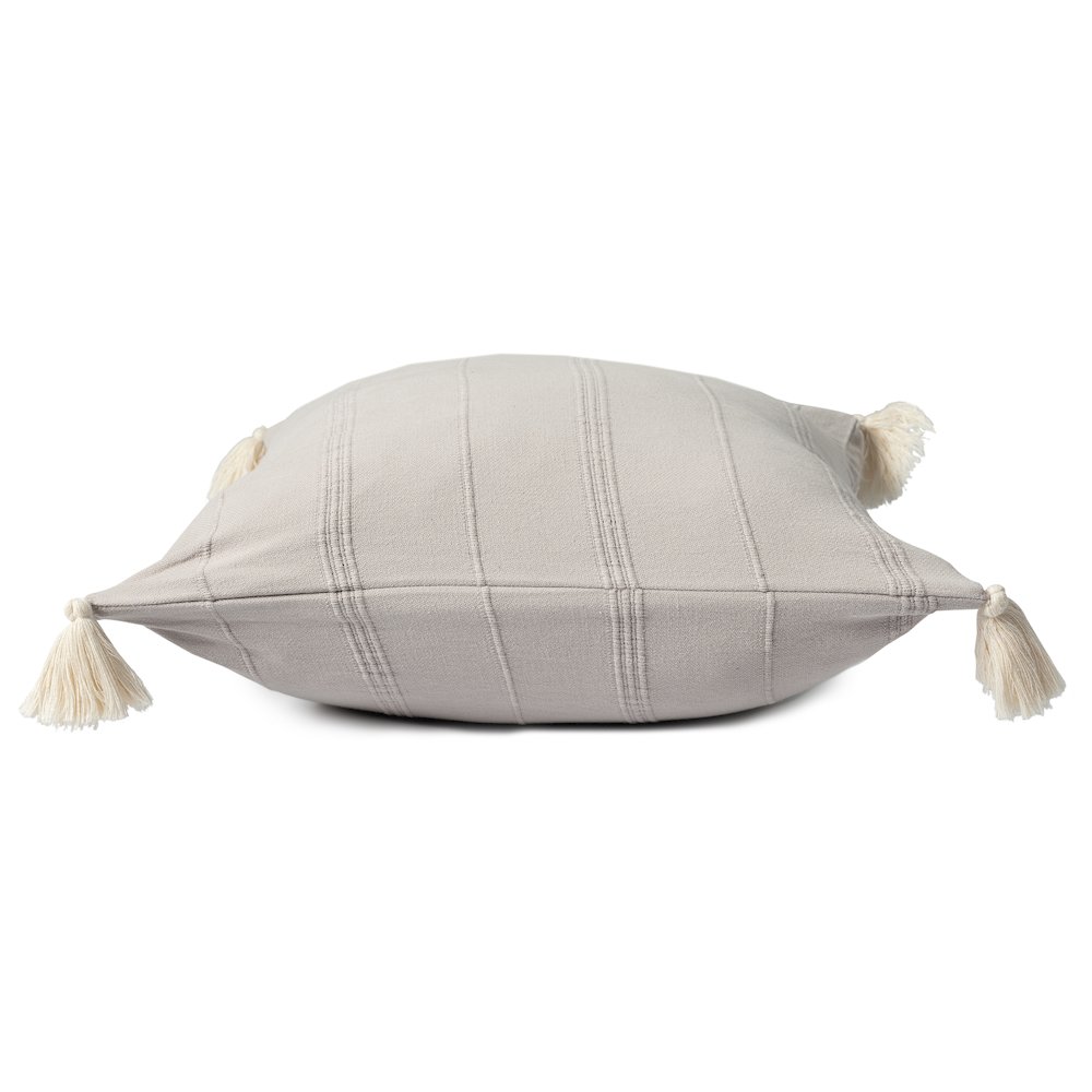 Silas Turkish Cotton Poly Filled Pillow in Beige/Gray, 18" x 18". Picture 4