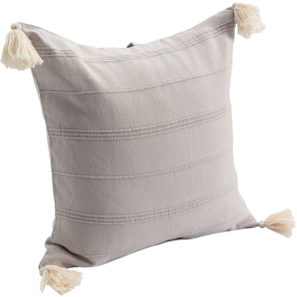 Silas Turkish Cotton Poly Filled Pillow in Beige/Gray, 18" x 18". Picture 6