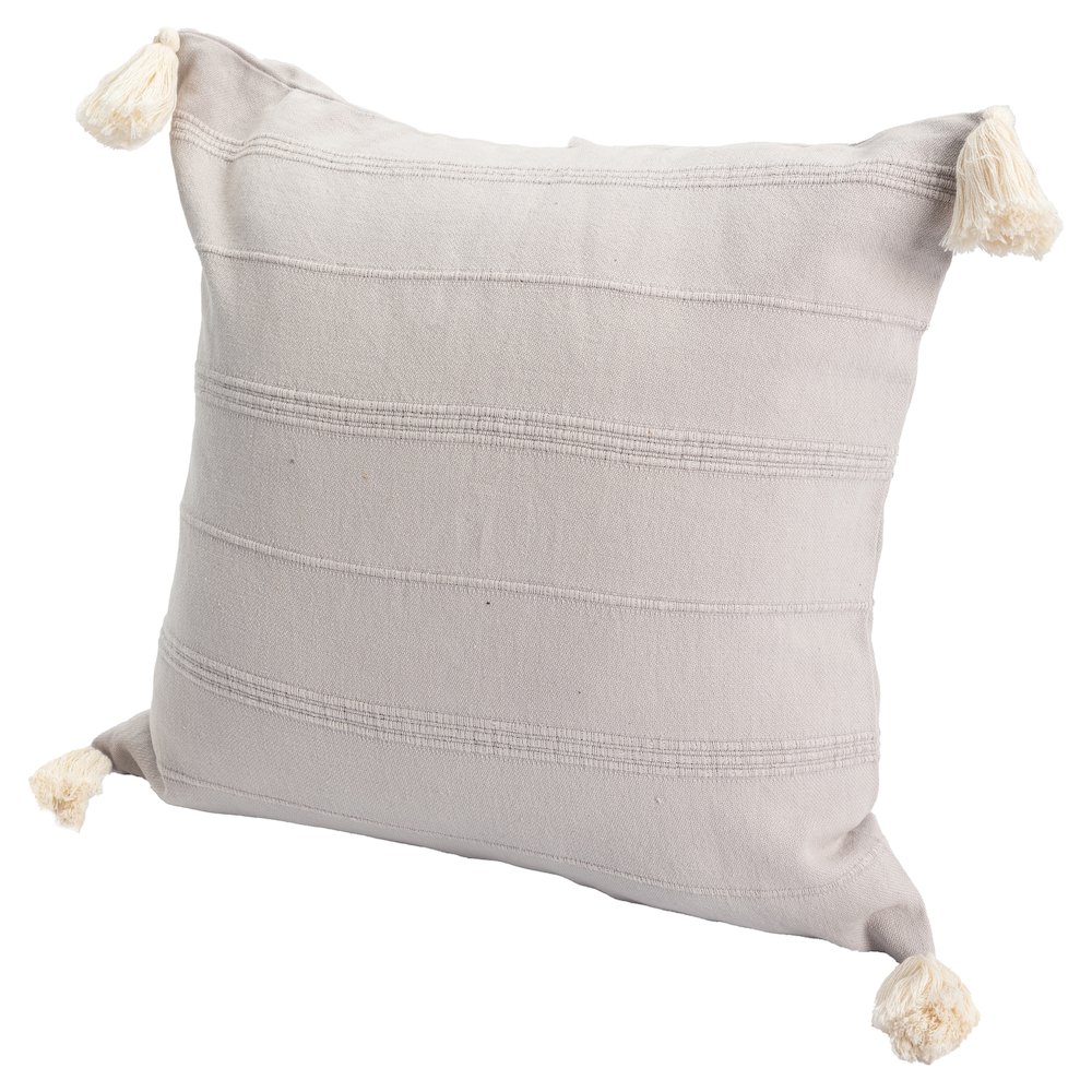 Silas Turkish Cotton Poly Filled Pillow in Beige/Gray, 18" x 18". Picture 7