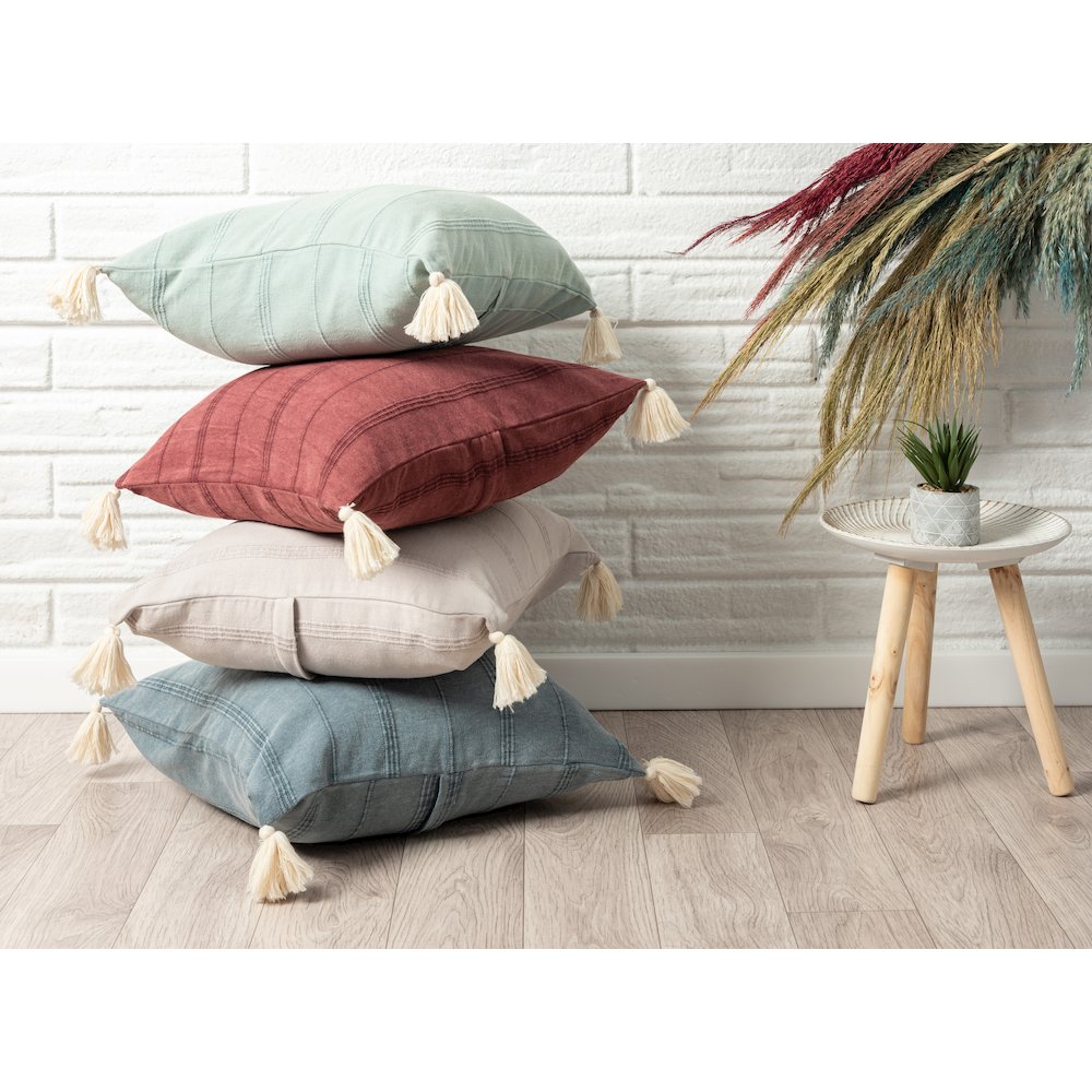 Silas Turkish Cotton Poly Filled Pillow in Beige/Gray, 18" x 18". Picture 9