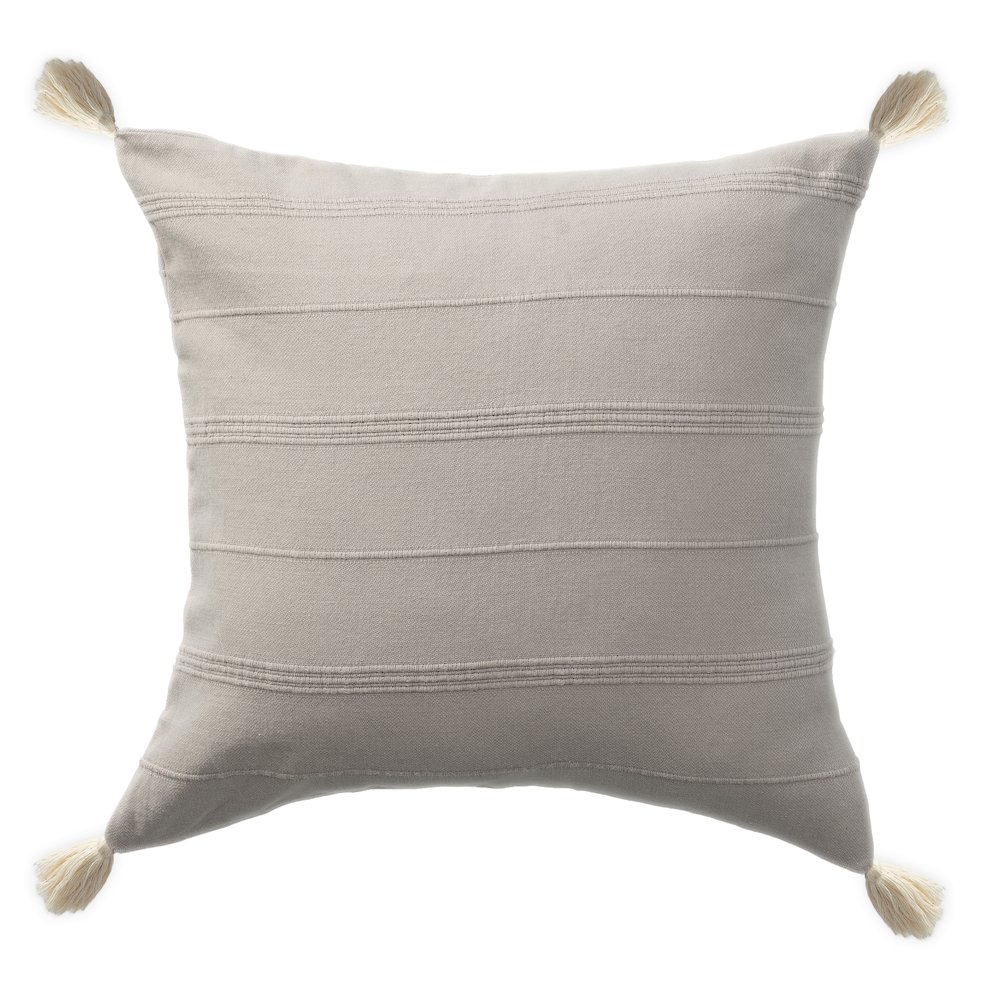 Silas Turkish Cotton Poly Filled Pillow in Beige/Gray, 18" x 18". Picture 1