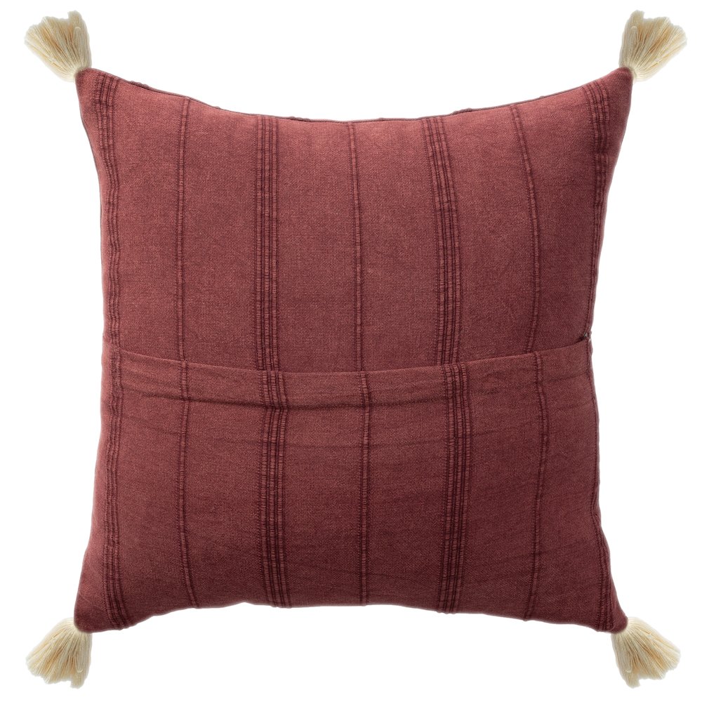 Silas Turkish Cotton Poly Filled Pillow in Red, 18" x 18". Picture 3