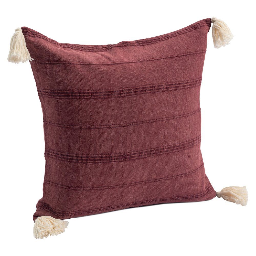 Silas Turkish Cotton Poly Filled Pillow in Red, 18" x 18". Picture 6