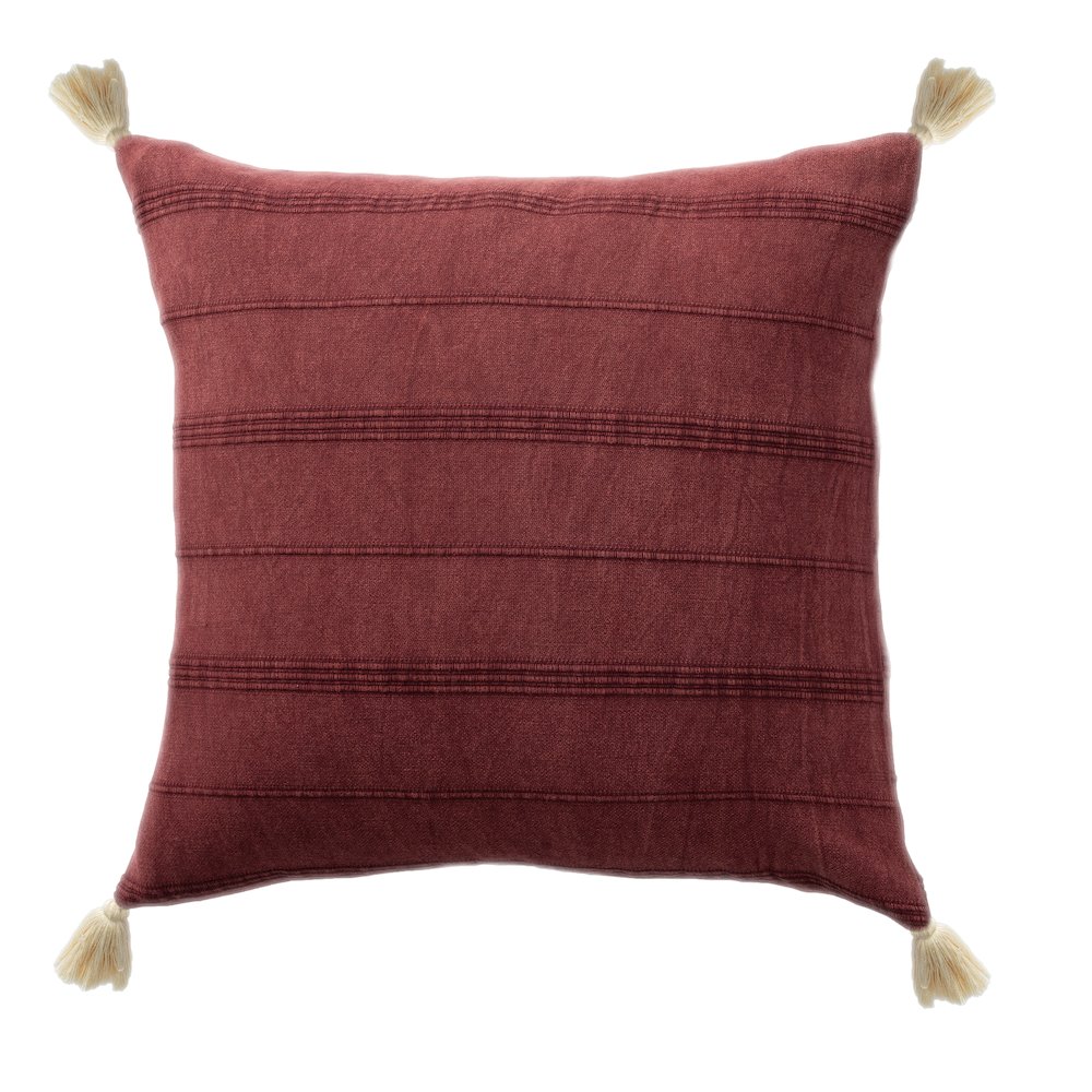 Silas Turkish Cotton Poly Filled Pillow in Red, 18" x 18". Picture 1