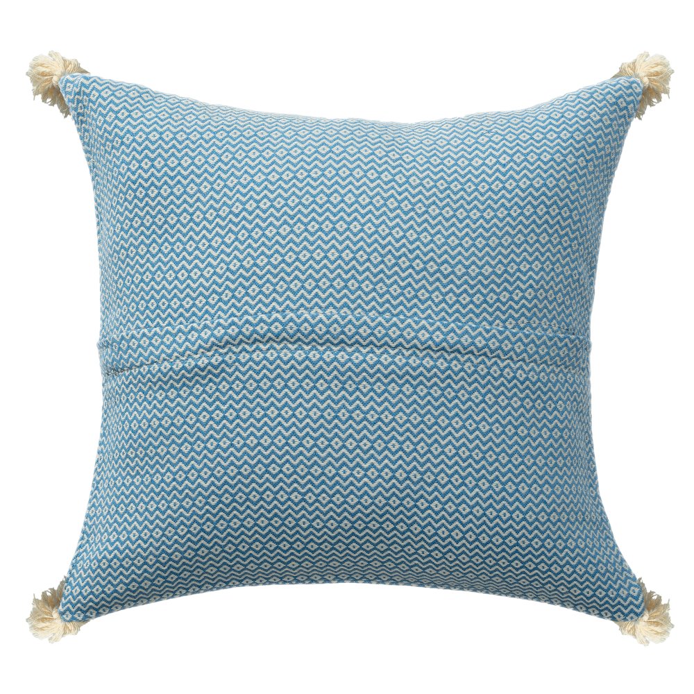 Sadie Turkish Cotton Poly Filled Pillow in Blue, 18" x 18". Picture 3