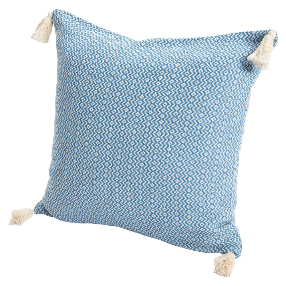Sadie Turkish Cotton Poly Filled Pillow in Blue, 18" x 18". Picture 7