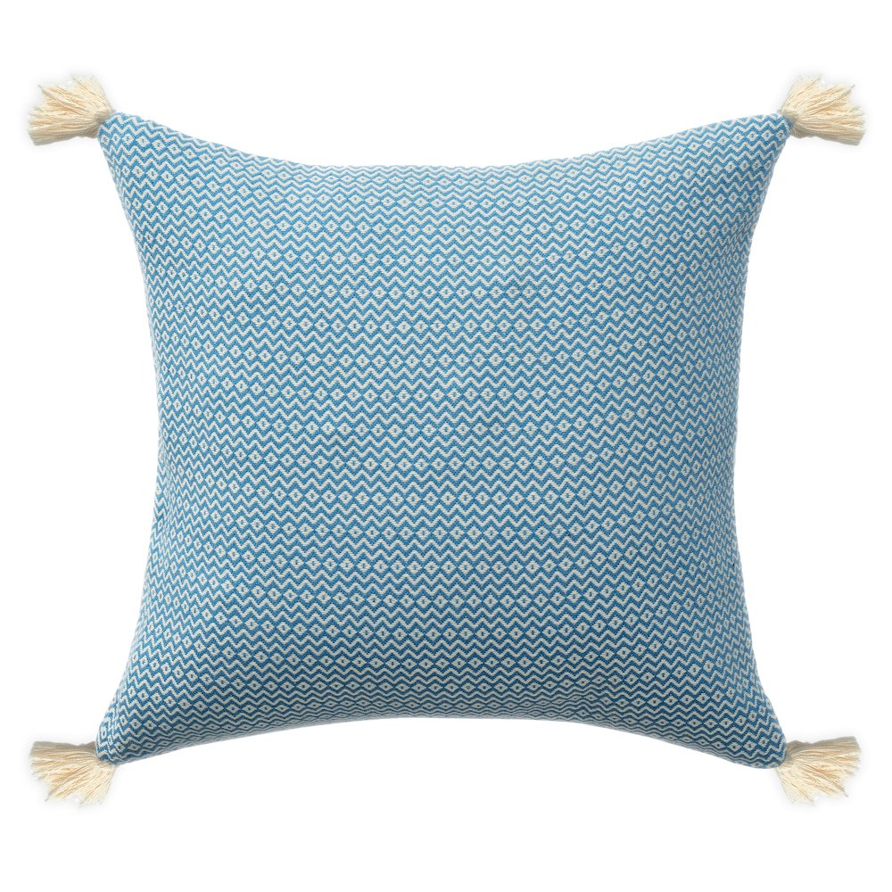 Sadie Turkish Cotton Poly Filled Pillow in Blue, 18" x 18". Picture 1