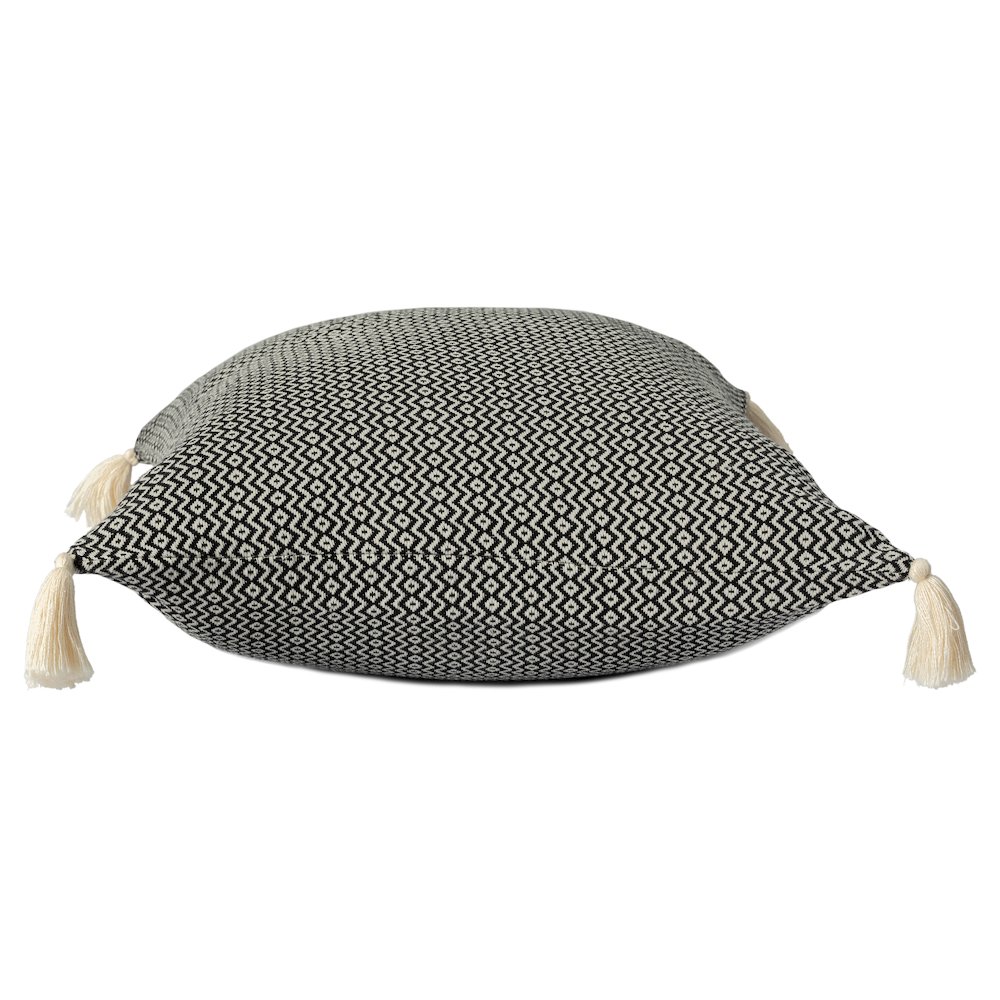 Sadie Turkish Cotton Poly Filled Pillow in Black, 18" x 18". Picture 4