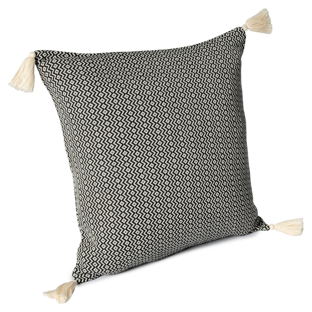 Sadie Turkish Cotton Poly Filled Pillow in Black, 18" x 18". Picture 6