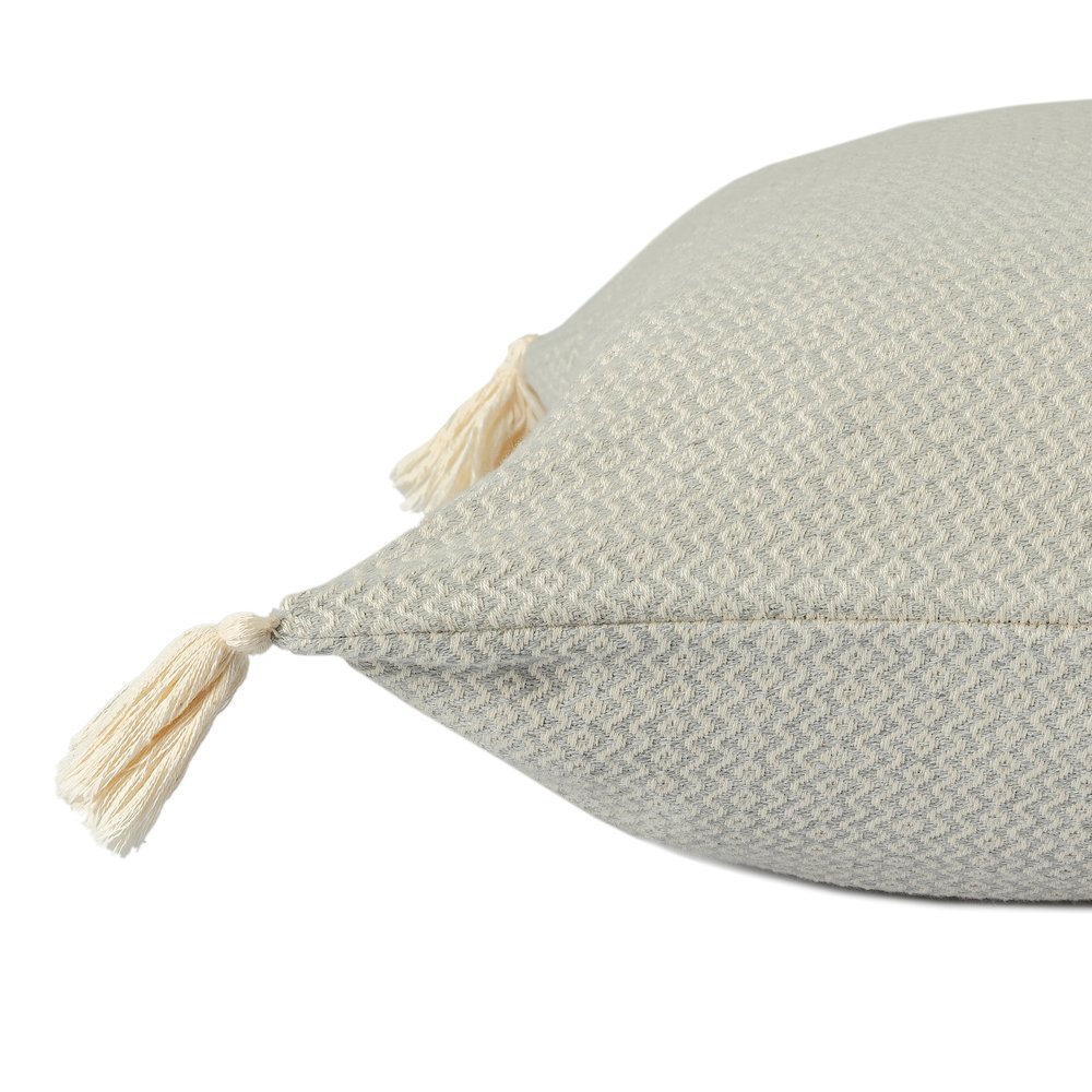 Sadie Turkish Cotton Poly Filled Pillow in Gray, 18" x 18". Picture 5