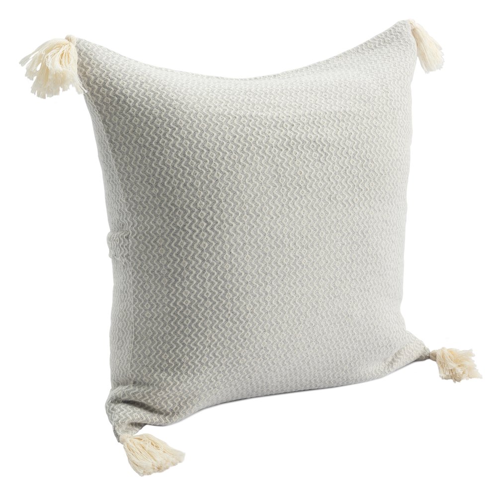 Sadie Turkish Cotton Poly Filled Pillow in Gray, 18" x 18". Picture 6