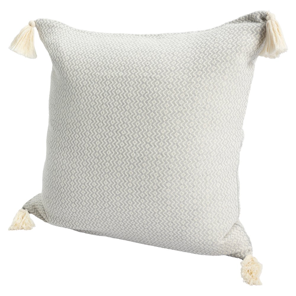 Sadie Turkish Cotton Poly Filled Pillow in Gray, 18" x 18". Picture 7