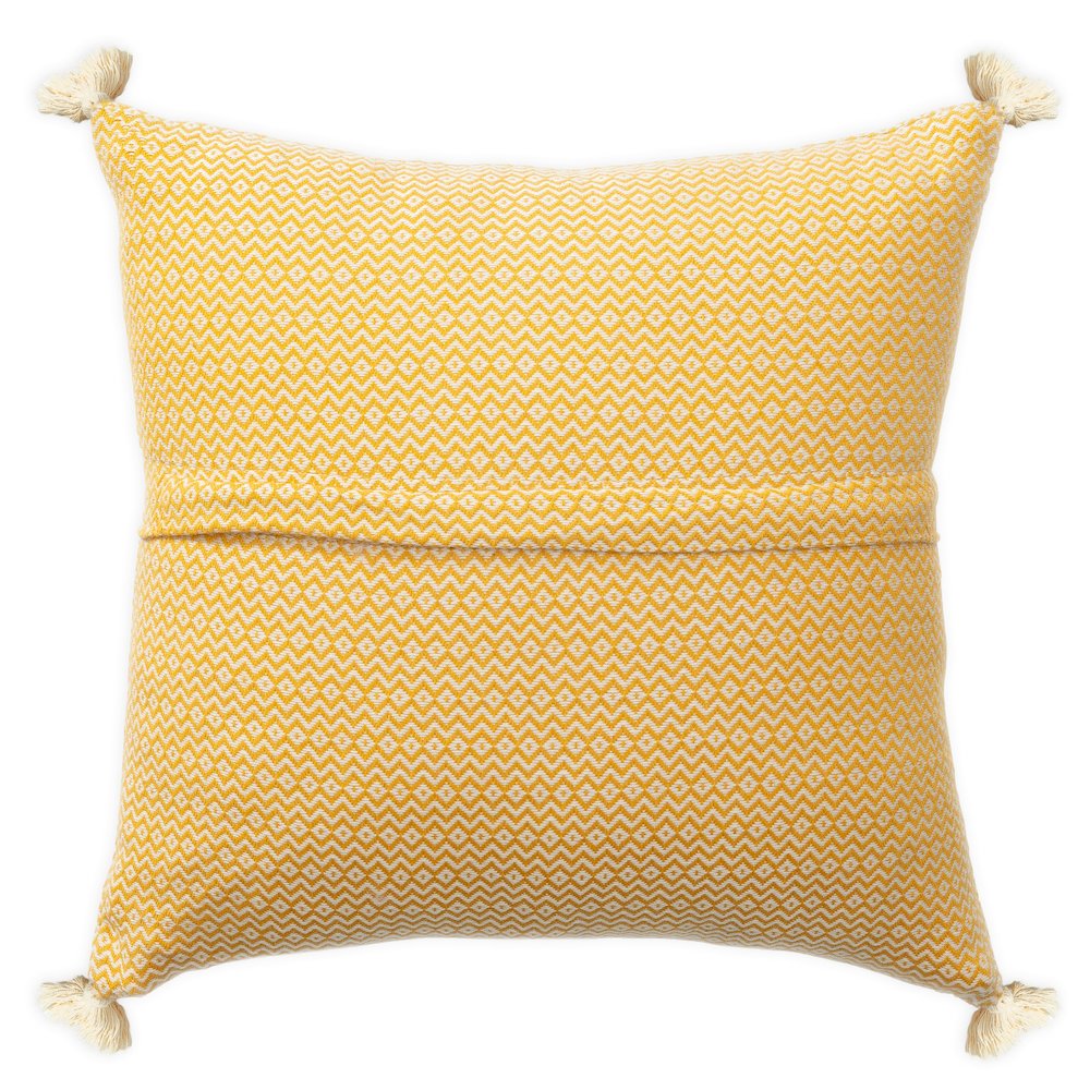Sadie Turkish Cotton Poly Filled Pillow in Yellow, 18" x 18". Picture 3