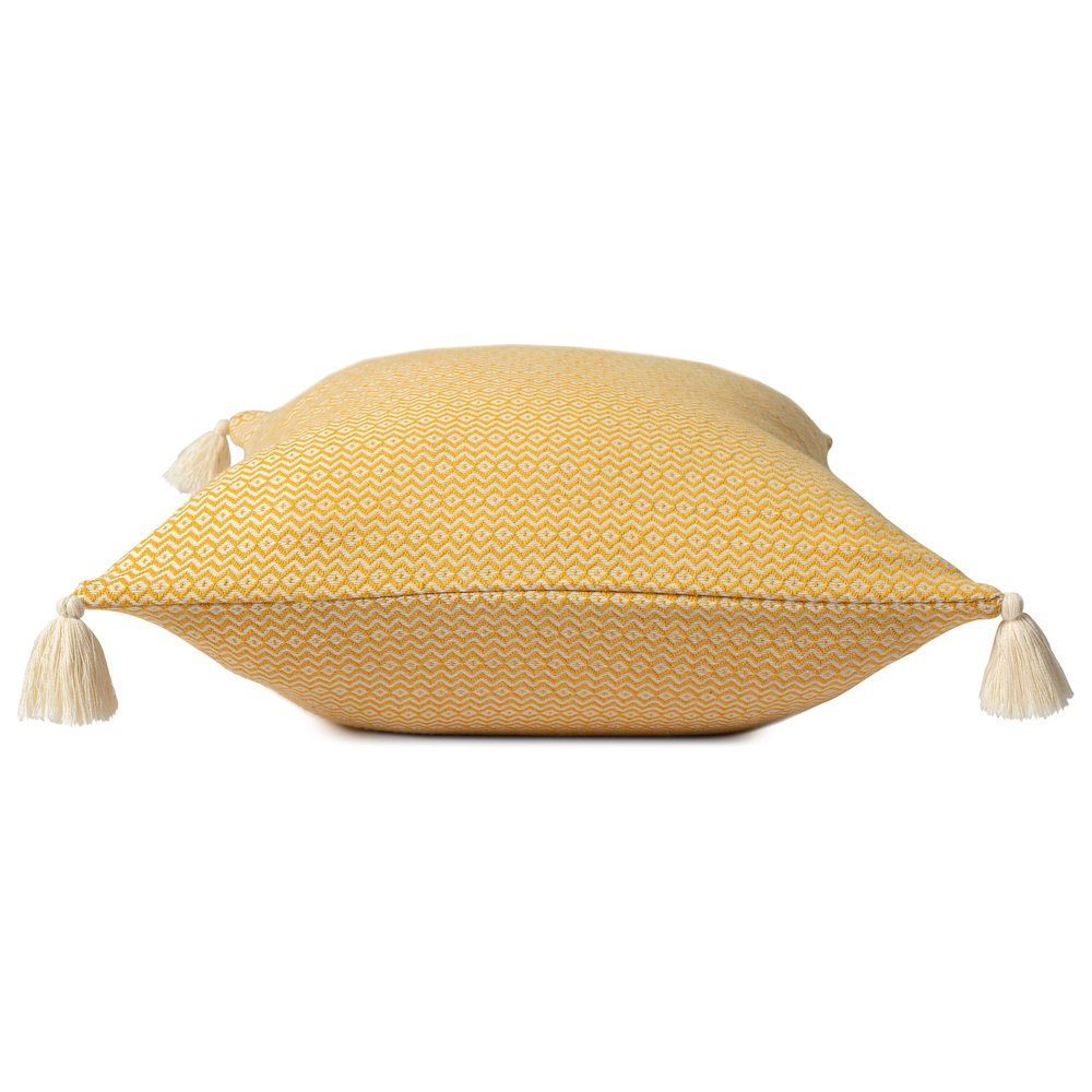 Sadie Turkish Cotton Poly Filled Pillow in Yellow, 18" x 18". Picture 4