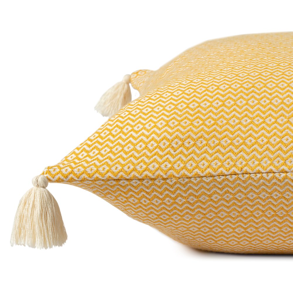 Sadie Turkish Cotton Poly Filled Pillow in Yellow, 18" x 18". Picture 5