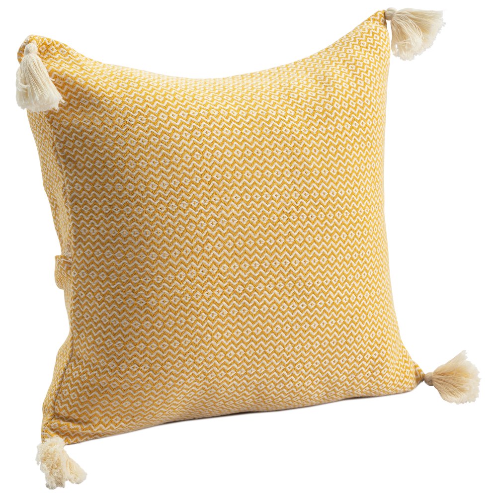 Sadie Turkish Cotton Poly Filled Pillow in Yellow, 18" x 18". Picture 6