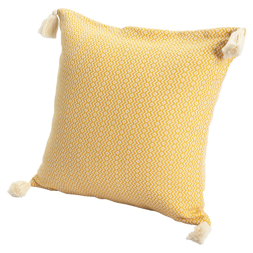 Sadie Turkish Cotton Poly Filled Pillow in Yellow, 18" x 18". Picture 7