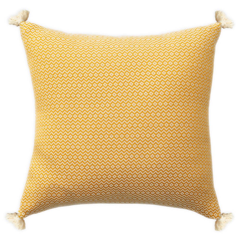 Sadie Turkish Cotton Poly Filled Pillow in Yellow, 18" x 18". Picture 1