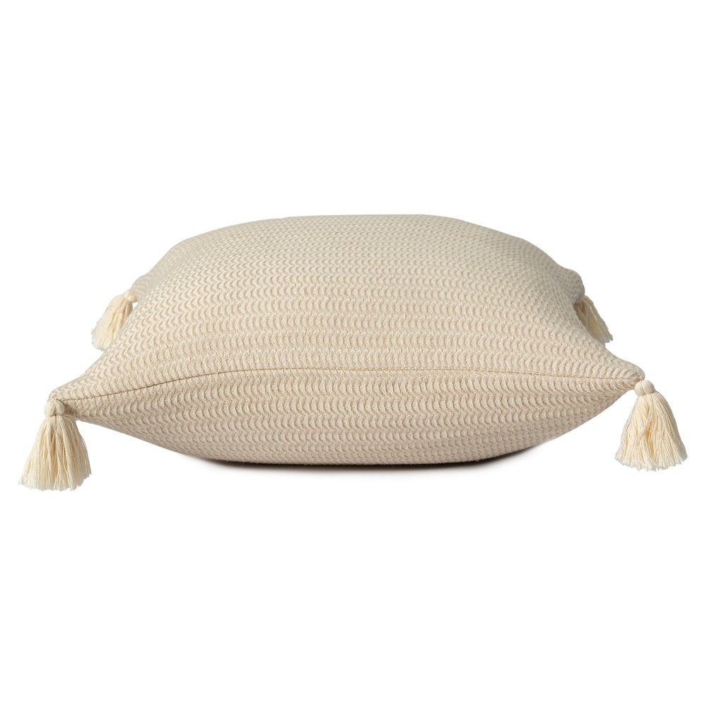 Breezy Turkish Cotton Poly Filled Pillow in Beige, 18" x 18". Picture 4