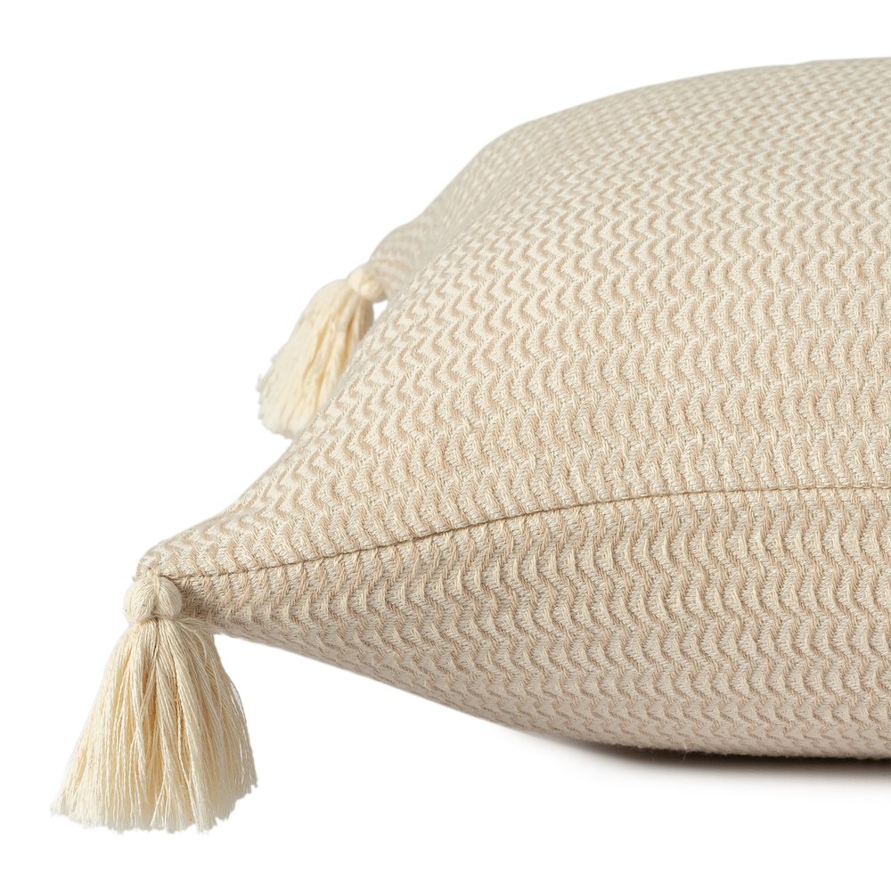 Breezy Turkish Cotton Poly Filled Pillow in Beige, 18" x 18". Picture 5