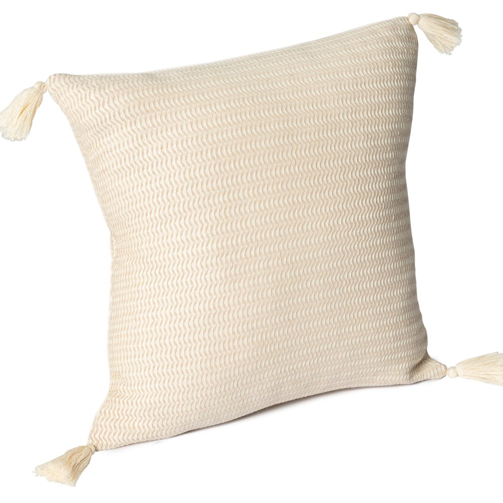 Breezy Turkish Cotton Poly Filled Pillow in Beige, 18" x 18". Picture 6