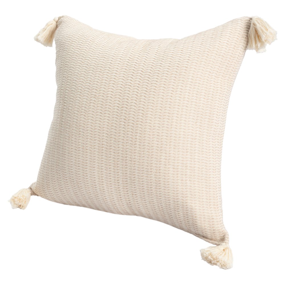 Breezy Turkish Cotton Poly Filled Pillow in Beige, 18" x 18". Picture 7