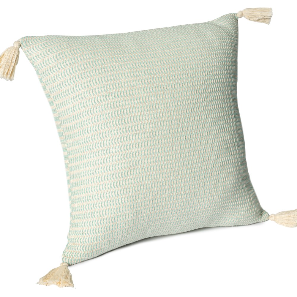 Breezy Turkish Cotton Poly Filled Pillow in Green, 18" x 18". Picture 6