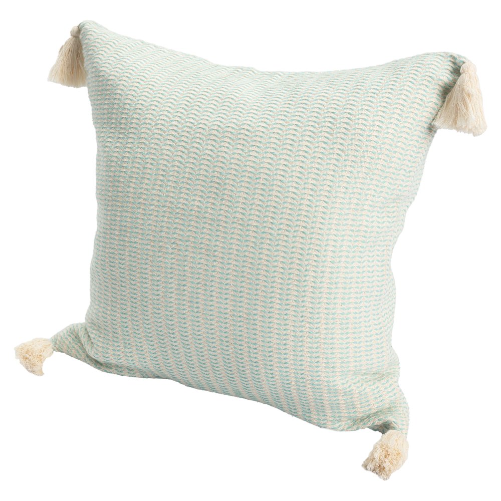 Breezy Turkish Cotton Poly Filled Pillow in Green, 18" x 18". Picture 7
