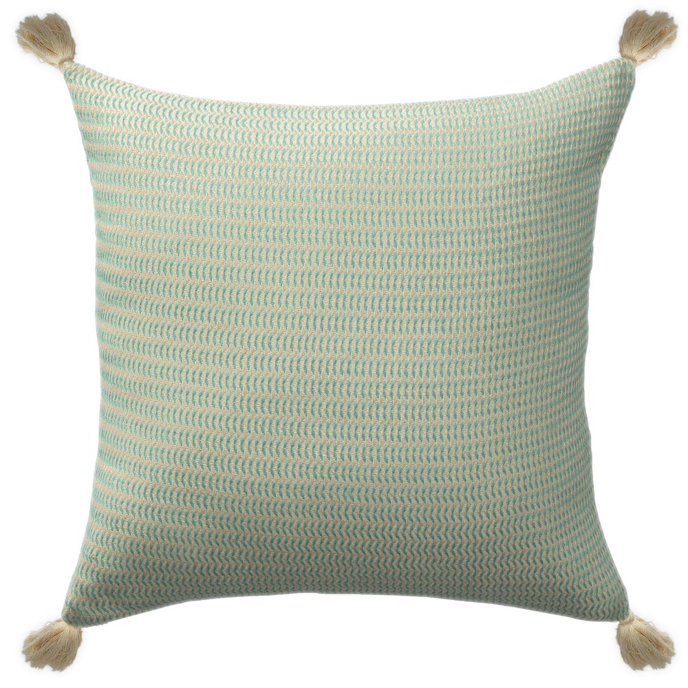 Breezy Turkish Cotton Poly Filled Pillow in Green, 18" x 18". Picture 1
