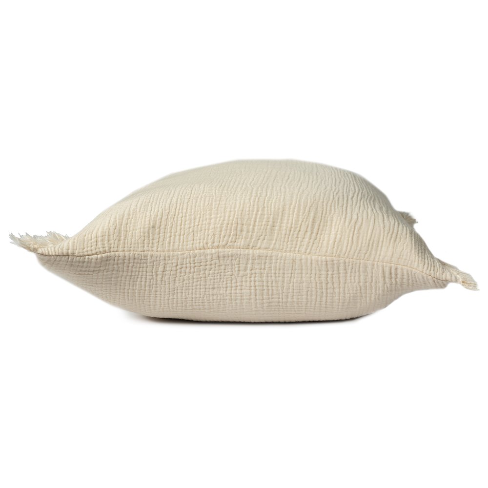 Avery Turkish Cotton Poly Filled Pillow in Cream, 20" x 20". Picture 3