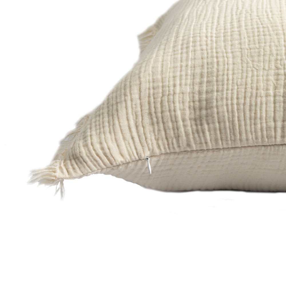 Avery Turkish Cotton Poly Filled Pillow in Cream, 20" x 20". Picture 4