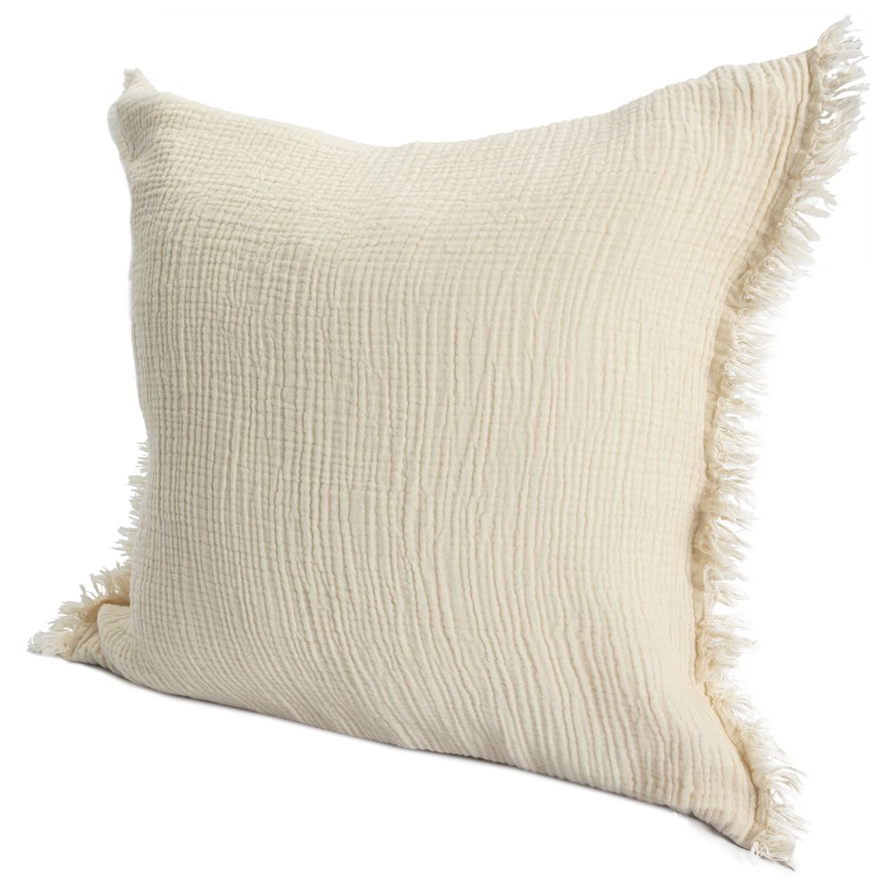 Avery Turkish Cotton Poly Filled Pillow in Cream, 20" x 20". Picture 6