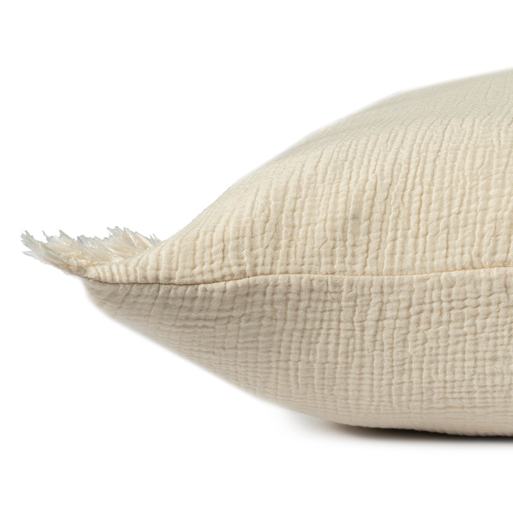 Avery Turkish Cotton Poly Filled Pillow in Cream, 20" x 20". Picture 8