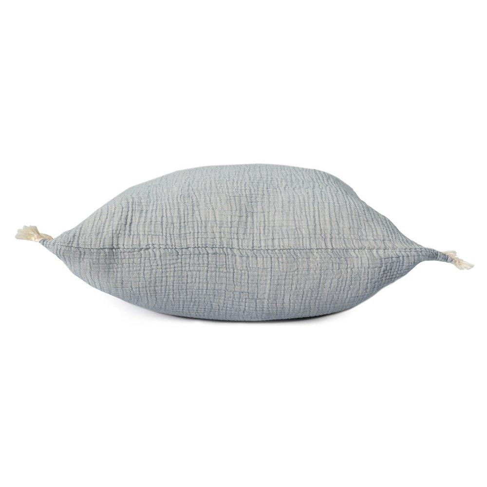 Avery Turkish Cotton Poly Filled Pillow in Blue, 20" x 20". Picture 3