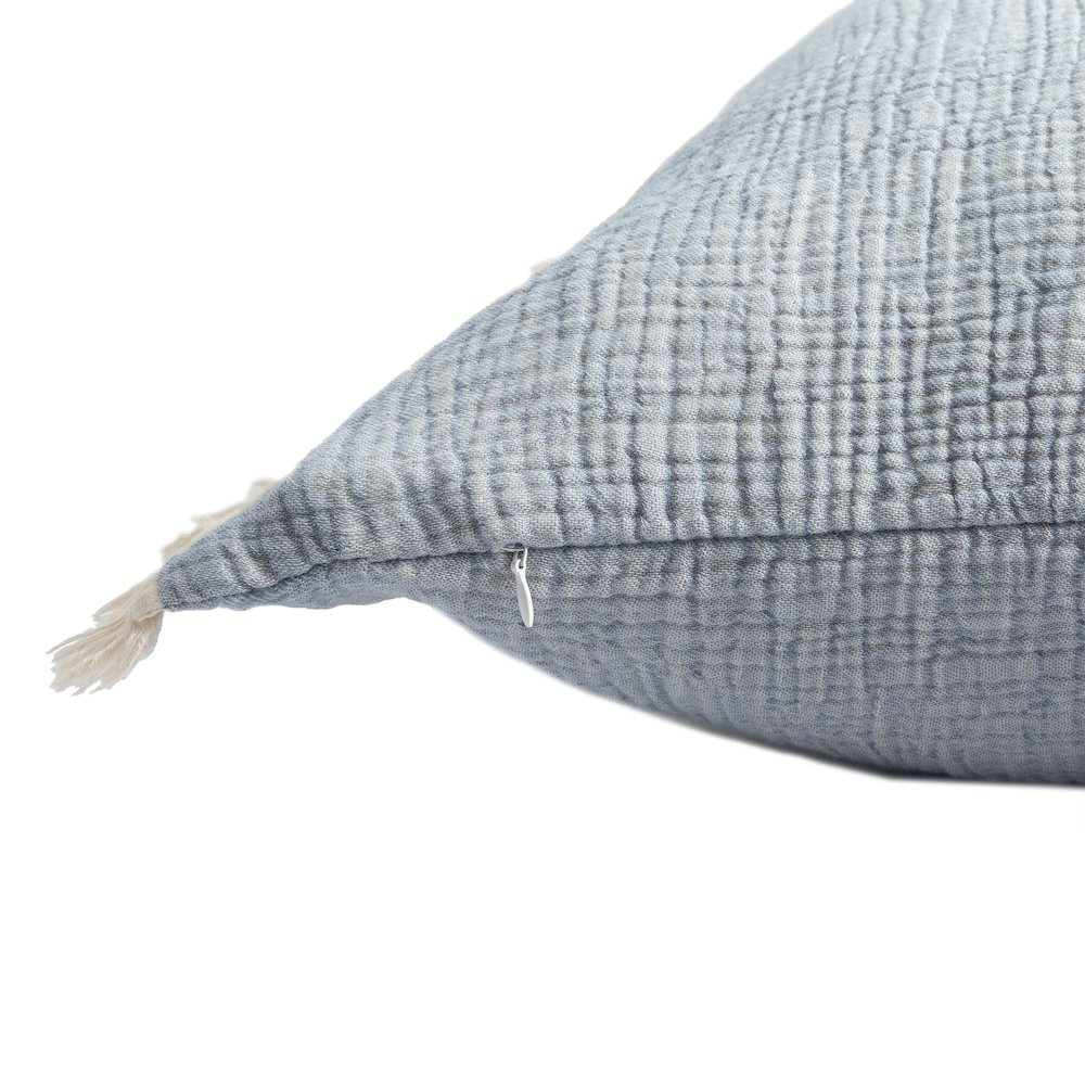 Avery Turkish Cotton Poly Filled Pillow in Blue, 20" x 20". Picture 4