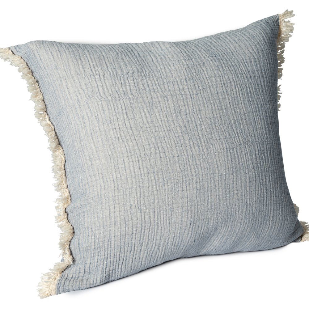 Avery Turkish Cotton Poly Filled Pillow in Blue, 20" x 20". Picture 5