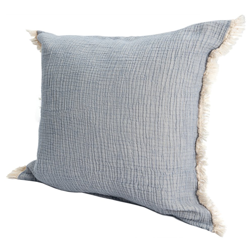 Avery Turkish Cotton Poly Filled Pillow in Blue, 20" x 20". Picture 6