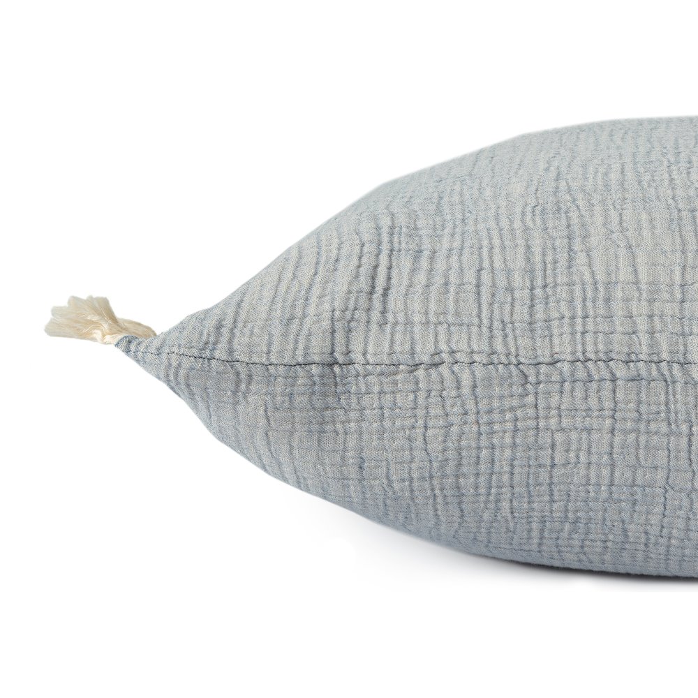 Avery Turkish Cotton Poly Filled Pillow in Blue, 20" x 20". Picture 8