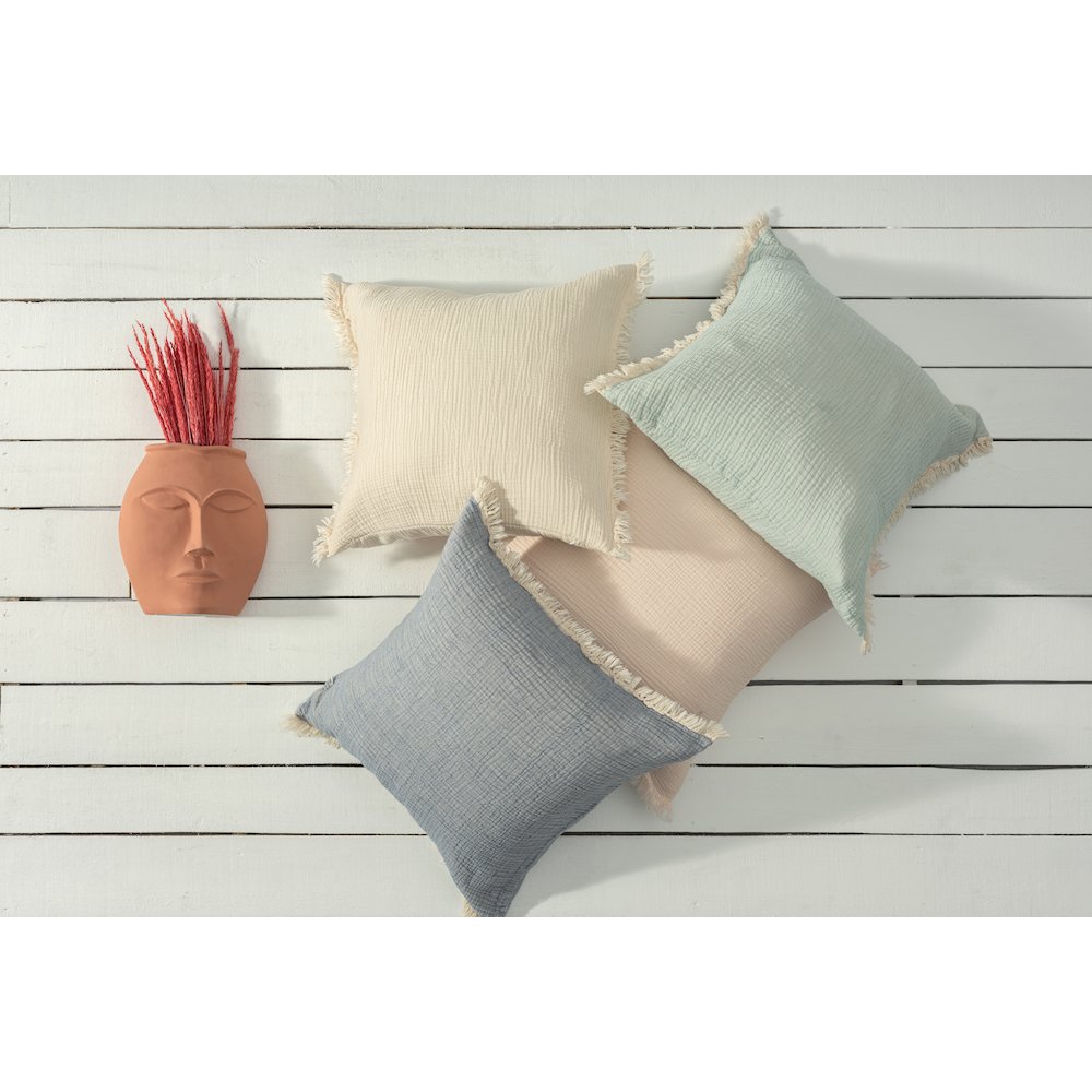 Avery Turkish Cotton Poly Filled Pillow in Blue, 20" x 20". Picture 10