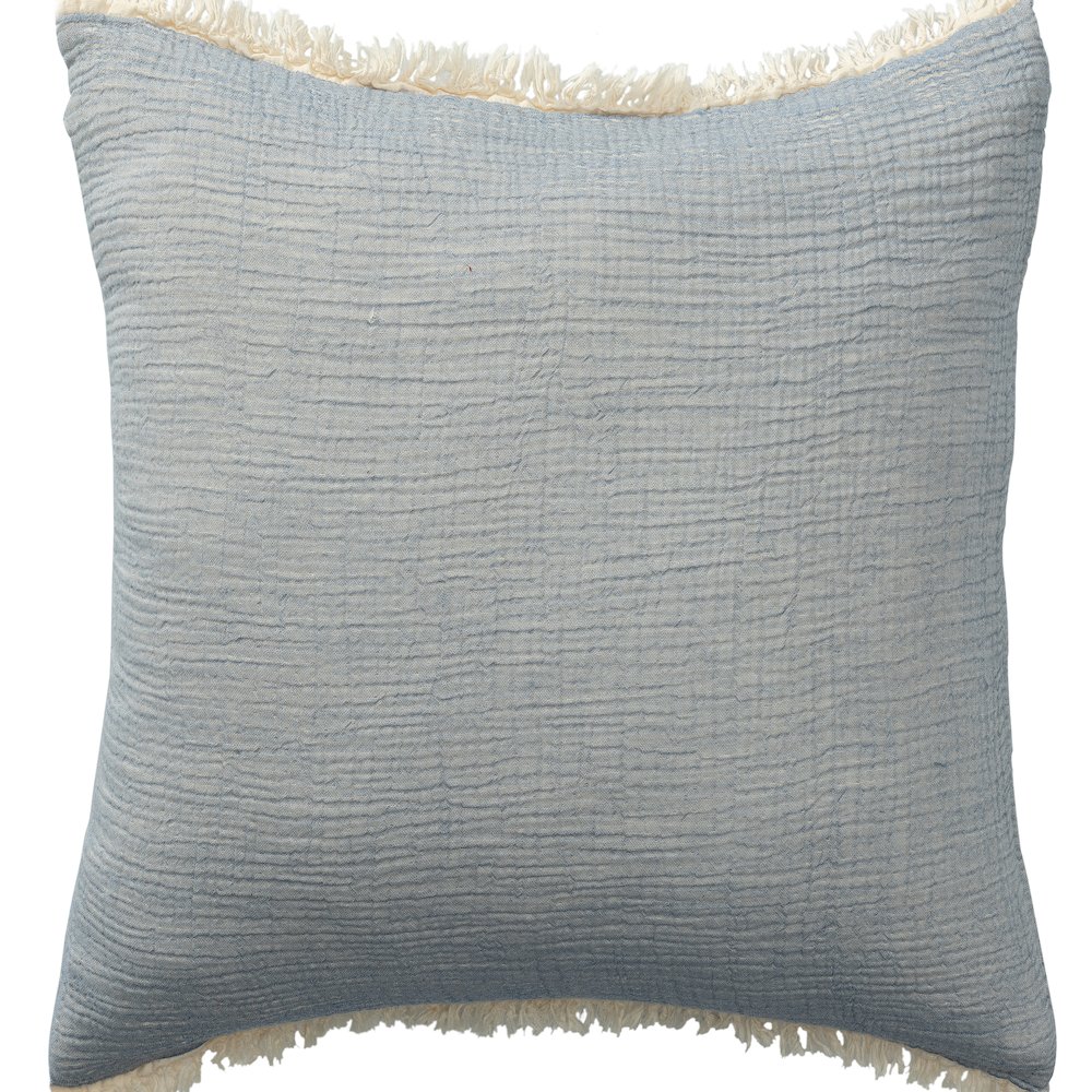 Avery Turkish Cotton Poly Filled Pillow in Blue, 20" x 20". Picture 1
